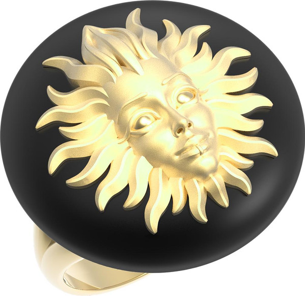 Кольцо из лимонного золота c ониксом