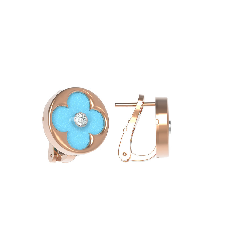 Серьги из золота c бриллиантами и бирюзой