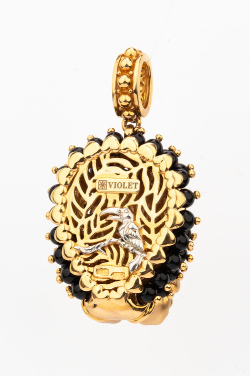 Подвеска из золота c эмаль и ониксом