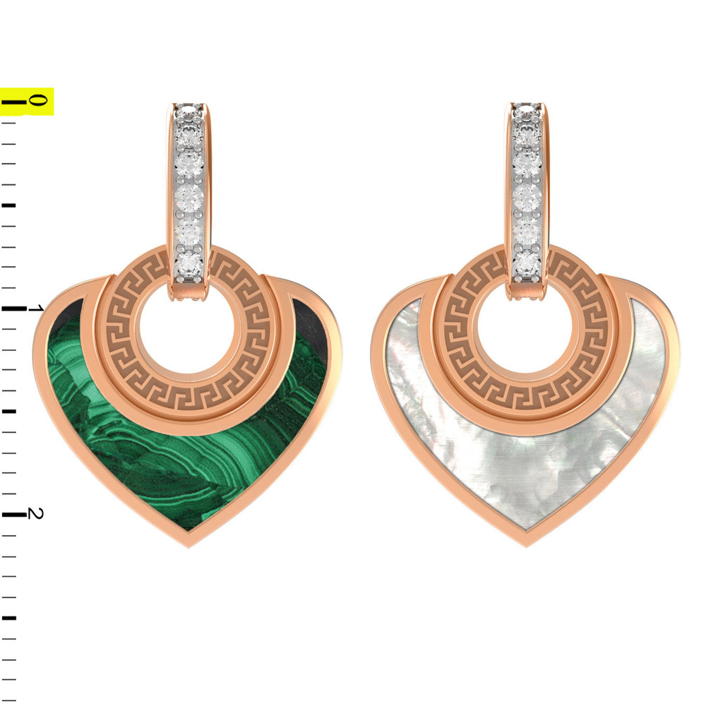 Подвеска из золота c фианитом, малахитом и перламутром