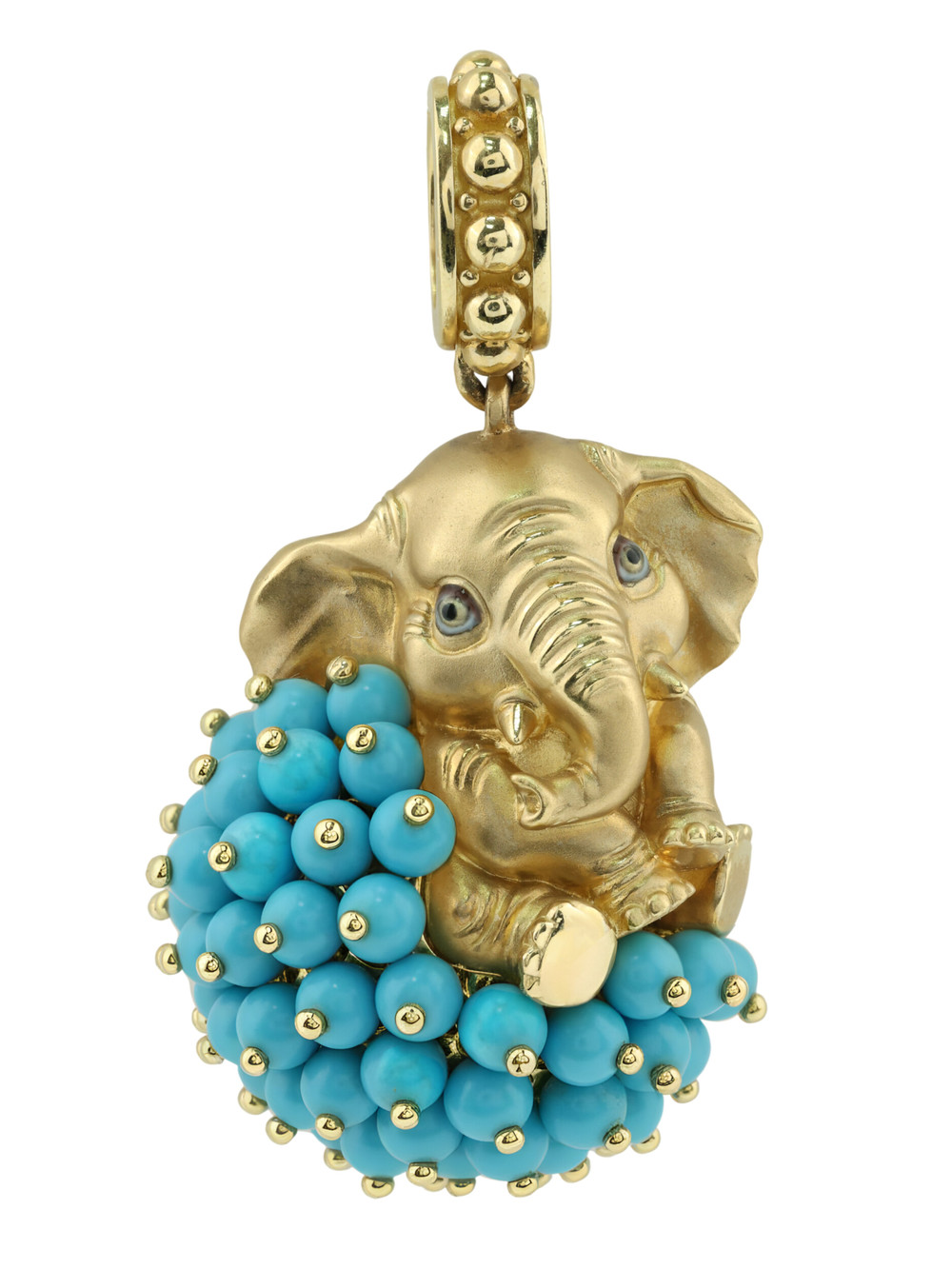 Подвеска из лимонного золота c эмаль и бирюзой