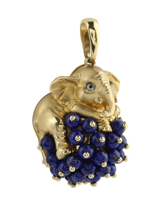 Подвеска из лимонного золота c эмаль и лазуритом