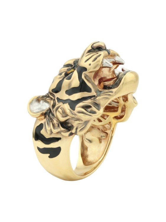 Кольцо из лимонного золота c эмаль