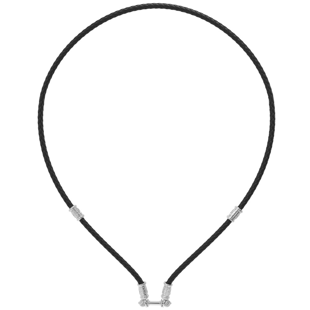 Шнурок кожаный из белого золота c кожаным шнурком