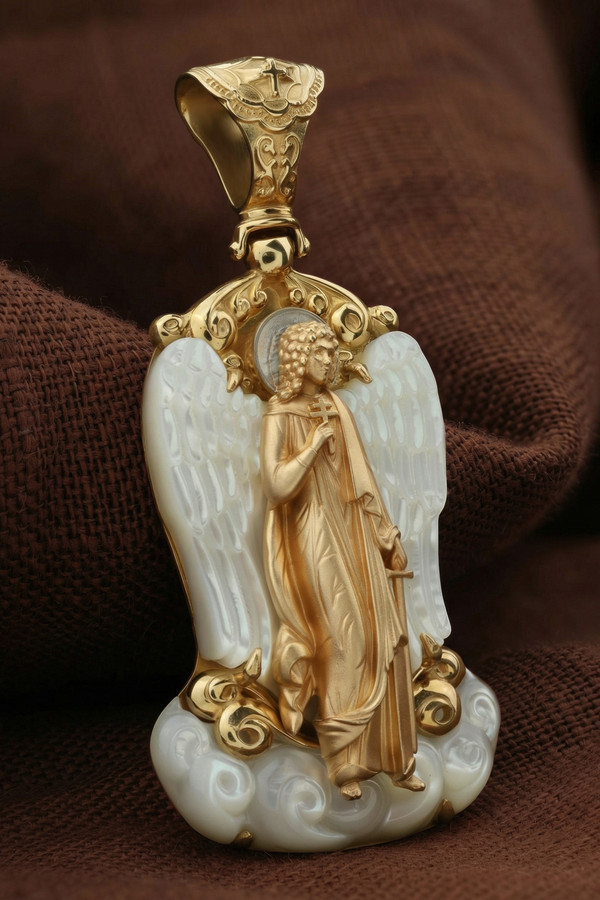 Образок из лимонного золота c перламутром