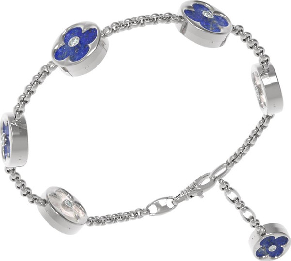 Браслет из белого золота c бриллиантами, лазуритом и перламутром